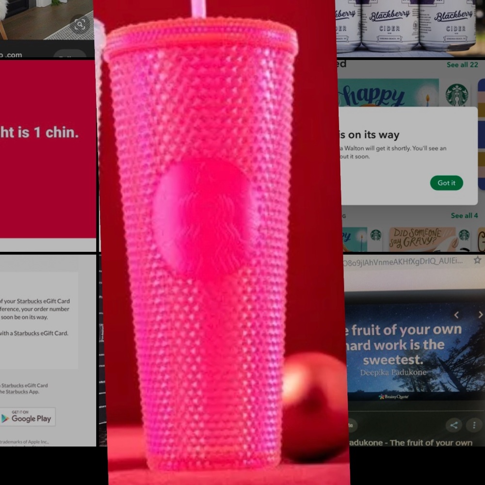 Neon pink holiday Starbucks cup . New “””””